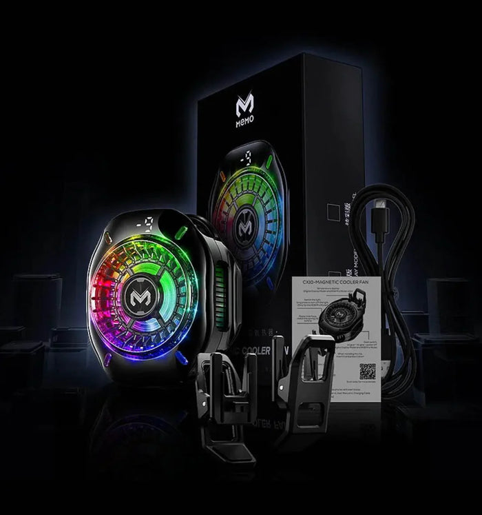 Memo CX10 RGB Pro Model With Digital Display Magnetic and Cllip Mobile Cooling Fan for Gaming Mobile Cooler Phone Radiator